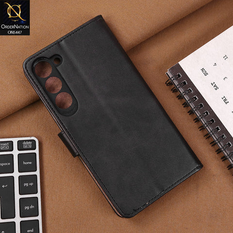Samsung Galaxy S23 Plus 5G Cover - Black - Premium Leather Megantic Flip Book Covers With Card Holding Option