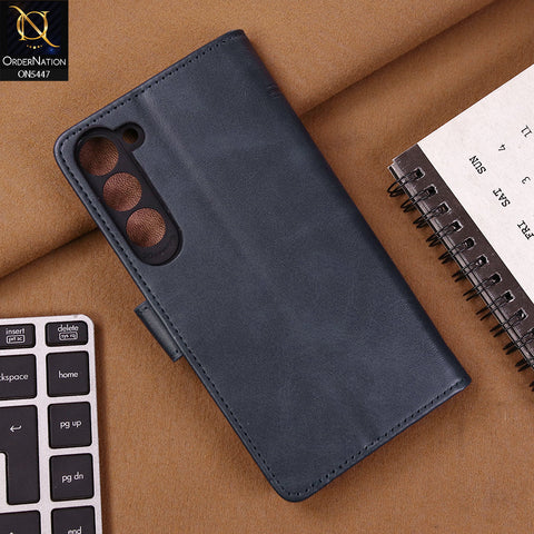 Samsung Galaxy S23 Plus 5G Cover - Blue - Premium Leather Megantic Flip Book Covers With Card Holding Option