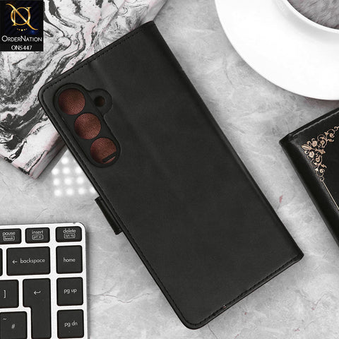 Samsung Galaxy S24 Cover - Black - Premium Leather Megantic Flip Book Covers With Card Holding Option