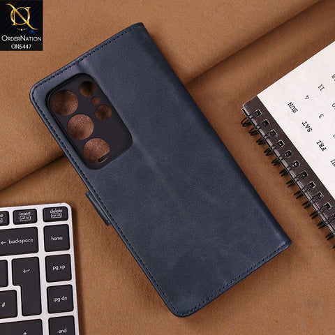 Samsung Galaxy S24 Ultra Cover - Blue - Premium Leather Megantic Flip Book Covers With Card Holding Option