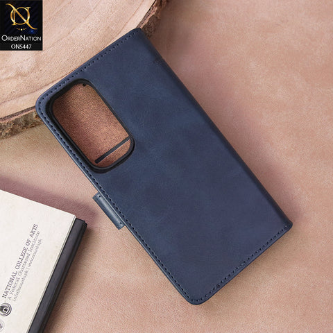 Samsung Galaxy S25 Cover - Blue - Premium Leather Megantic Flip Book Covers With Card Holding Option