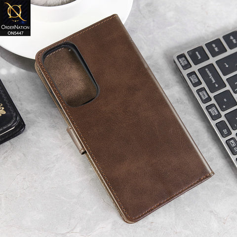 Samsung Galaxy S25 Plus Cover - Dark Brown -  Premium Leather Megantic Flip Book Covers With Card Holding Option