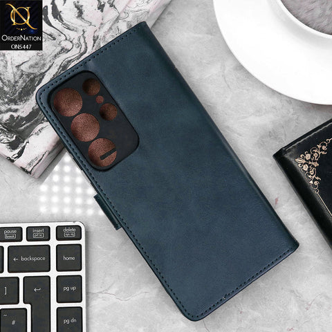 Samsung Galaxy S25 Ultra Cover - Blue - Premium Leather Megantic Flip Book Covers With Card Holding Option
