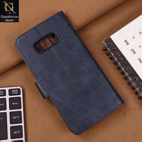 Samsung Galaxy S8 Cover - Blue - Premium Leather Megantic Flip Book Covers With Card Holding Option