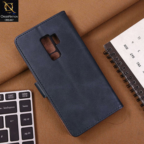Samsung Galaxy S9 Plus Cover - Blue - Premium Leather Megantic Flip Book Covers With Card Holding Option