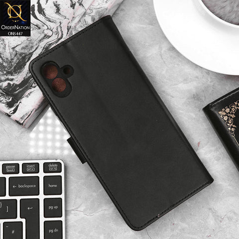 Samsung Galaxy A04 Cover - Black - Premium Leather Megantic Flip Book Covers With Card Holding Option