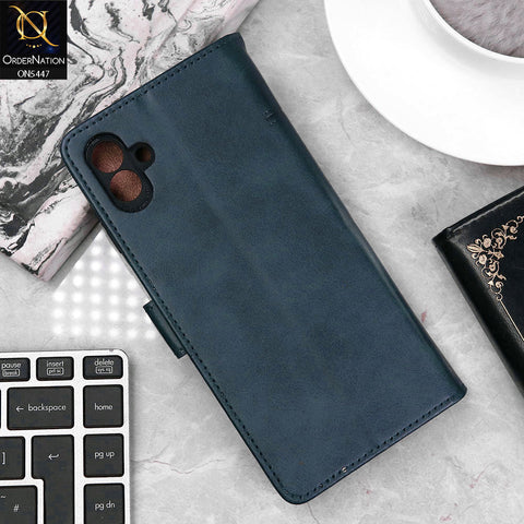 Samsung Galaxy A04 Cover - Blue - Premium Leather Megantic Flip Book Covers With Card Holding Option