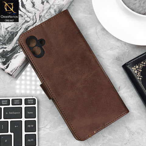 Samsung Galaxy M13 5G Cover - Dark Brown - Premium Leather Megantic Flip Book Covers With Card Holding Option