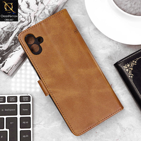 Samsung Galaxy M13 5G Cover - Light Brown - Premium Leather Megantic Flip Book Covers With Card Holding Option