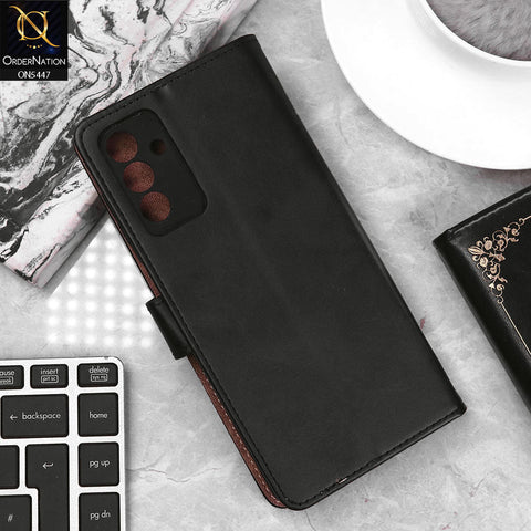 Samsung Galaxy A04s Cover - Black - Premium Leather Megantic Flip Book Covers With Card Holding Option