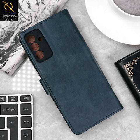 Samsung Galaxy A04s Cover - Blue - Premium Leather Megantic Flip Book Covers With Card Holding Option