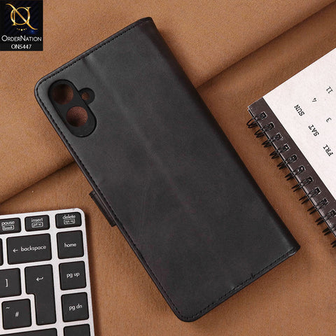 Samsung Galaxy A05 Cover - Black - Premium Leather Megantic Flip Book Covers With Card Holding Option
