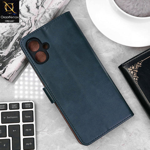 Samsung Galaxy A06 Cover - Blue - Premium Leather Megantic Flip Book Covers With Card Holding Option