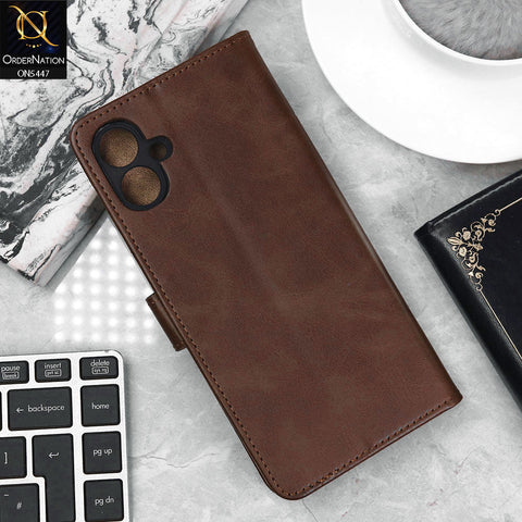 Samsung Galaxy A06 Cover - Dark Brown - Premium Leather Megantic Flip Book Covers With Card Holding Option