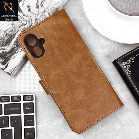 Samsung Galaxy A06 Cover - Light Brown - Premium Leather Megantic Flip Book Covers With Card Holding Option