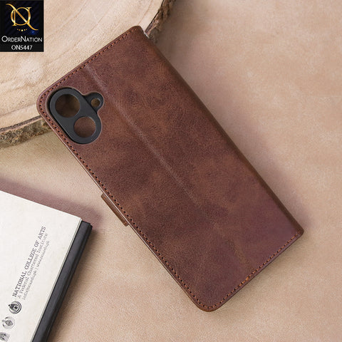 Samsung Galaxy A07 4G  Cover - Dark Brown - Premium Leather Megantic Flip Book Covers With Card Holding Option