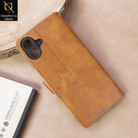 Samsung Galaxy A07 4G  Cover - Light Brown - Premium Leather Megantic Flip Book Covers With Card Holding Option