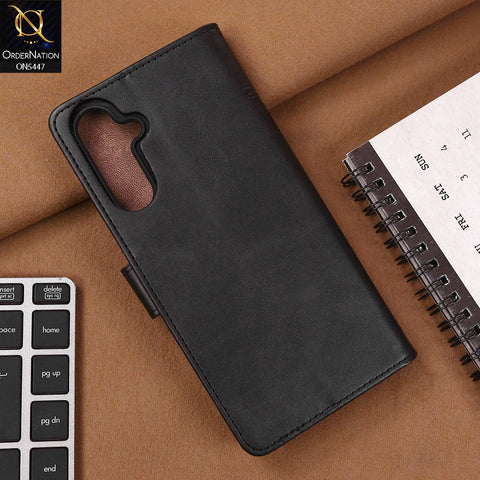 Samsung Galaxy A16 Cover - Black - Premium Leather Megantic Flip Book Covers With Card Holding Option