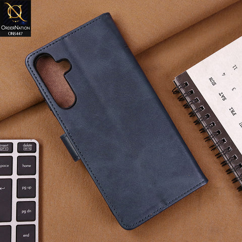 Samsung Galaxy A16  - Blue -  Premium Leather Megantic Flip Book Covers With Card Holding Option
