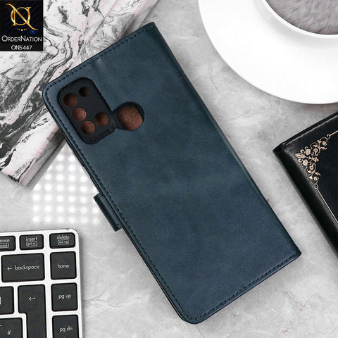 Samsung Galaxy A21s Cover - Blue - Premium Leather Megantic Flip Book Covers With Card Holding Option