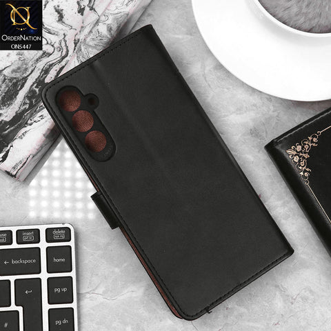 Samsung Galaxy A24 4G Cover - Black - Premium Leather Megantic Flip Book Covers With Card Holding Option