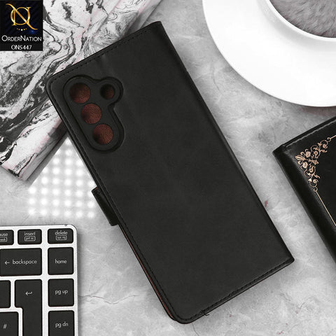 Samsung Galaxy A26 Cover - Black - Premium Leather Megantic Flip Book Covers With Card Holding Option