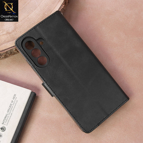 Samsung Galaxy A26  Cover - Black - Premium Leather Megantic Flip Book Covers With Card Holding Option