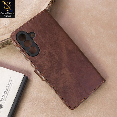 Samsung Galaxy A26  Cover - Dark Brown - Premium Leather Megantic Flip Book Covers With Card Holding Option