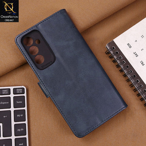 Samsung Galaxy A34 5G Cover - Blue - Premium Leather Megantic Flip Book Covers With Card Holding Option