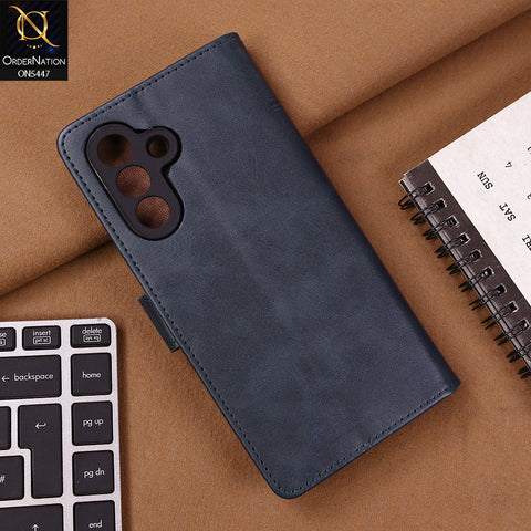 Samsung Galaxy A56 Cover - Blue - Premium Leather Megantic Flip Book Covers With Card Holding Option