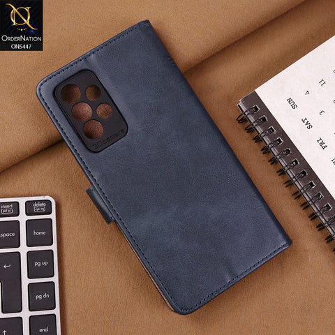 Samsung Galaxy A52 Cover - Blue - Premium Leather Megantic Flip Book Covers With Card Holding Option