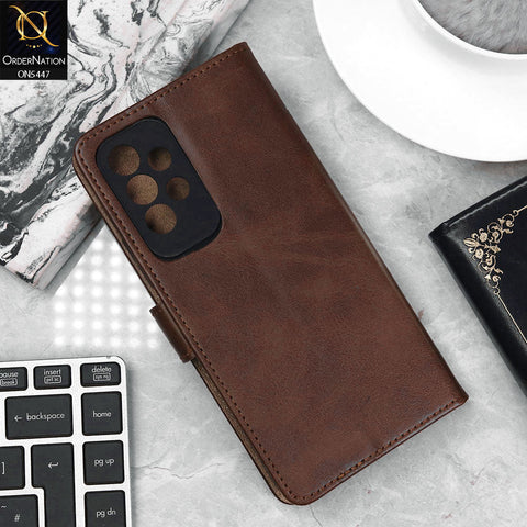Samsung Galaxy A53 5G Cover - Dark Brown - Premium Leather Megantic Flip Book Covers With Card Holding Option