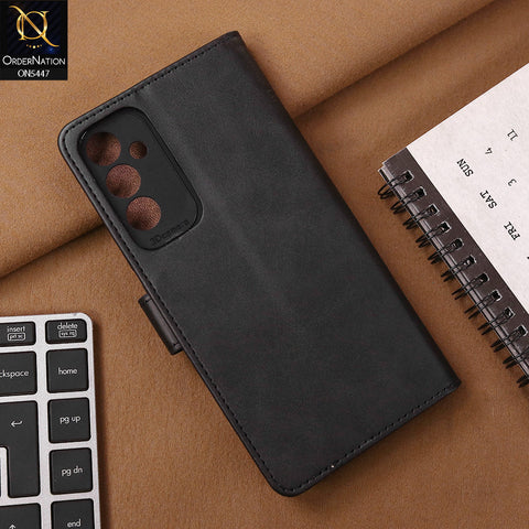 Samsung Galaxy A54 Cover - Black - Premium Leather Megantic Flip Book Covers With Card Holding Option