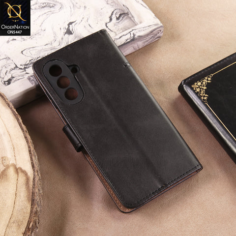 Samsung Galaxy A57 Cover - Black - Premium Leather Megantic Flip Book Covers With Card Holding Option