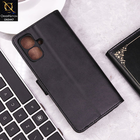 Infinix Smart 10 Cover - Black - Premium Leather Megantic Flip Book Covers With Card Holding Option
