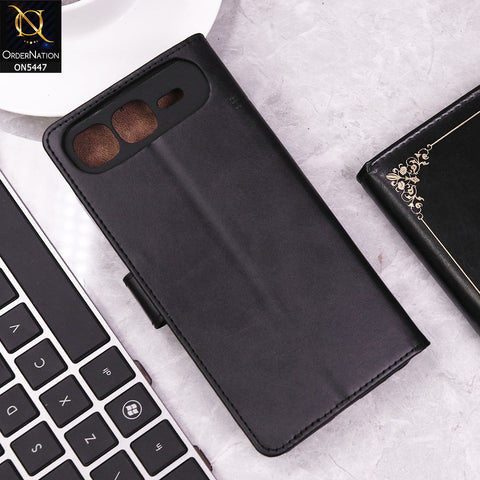 Infinix Smart 10 Plus Cover - Black - Premium Leather Megantic Flip Book Covers With Card Holding Option