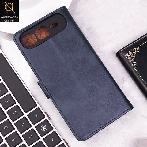 Infinix Smart 10 Plus Cover - Blue - Premium Leather Megantic Flip Book Covers With Card Holding Option