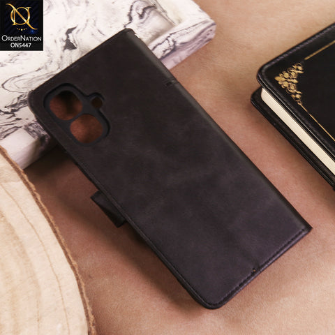 Infinix Smart 20 Cover  - Black - Premium Leather Megantic Flip Book Covers With Card Holding Option