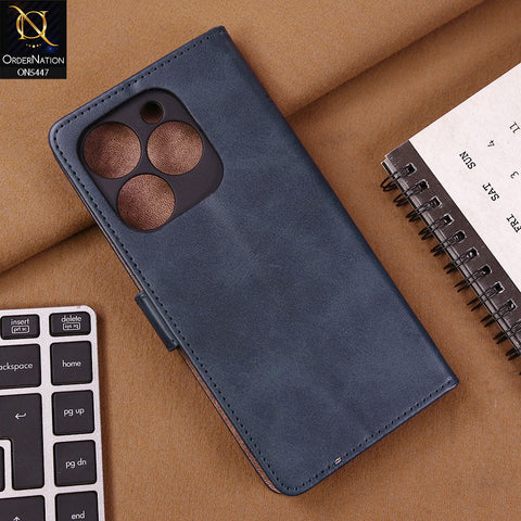 Tecno Spark Go 2024 Cover - Blue - Premium Leather Megantic Flip Book Covers With Card Holding Option