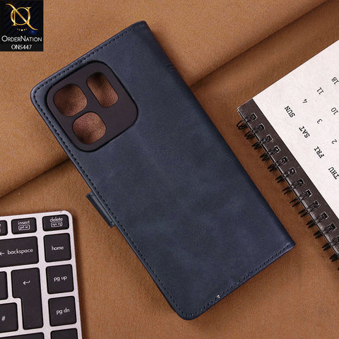 Infinix Hot 50i Cover - Blue - Premium Leather Megantic Flip Book Covers With Card Holding Option