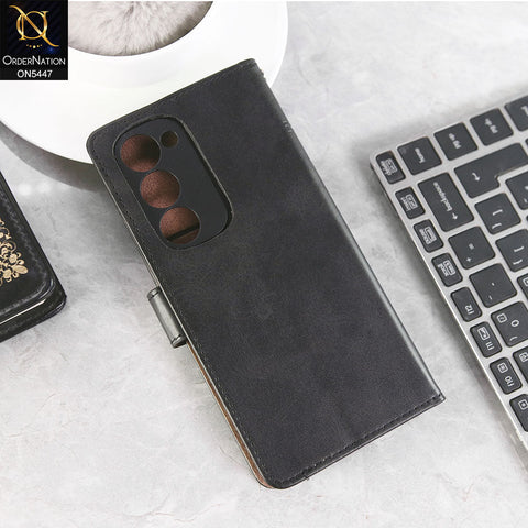 Tecno Spark 40 Pro Plus Cover - Black -  Premium Leather Megantic Flip Book Covers With Card Holding Option