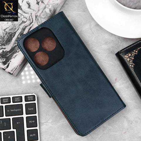 Tecno Spark 10C Cover - Blue - Premium Leather Megantic Flip Book Covers With Card Holding Option