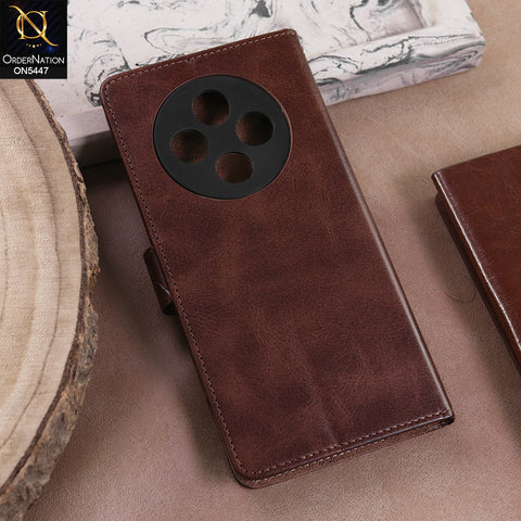 Tecno Spark 30 4G  - Dark Brown -  Premium Leather Megantic Flip Book Covers With Card Holding Option