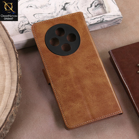 Tecno Spark 30 4G  - Light Brown -  Premium Leather Megantic Flip Book Covers With Card Holding Option