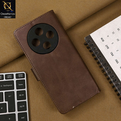 Tecno Spark 30C 4G Cover - Dark Brown - Premium Leather Megantic Flip Book Covers With Card Holding Option