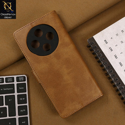 Tecno Spark 30C 4G Cover - Light Brown - Premium Leather Megantic Flip Book Covers With Card Holding Option