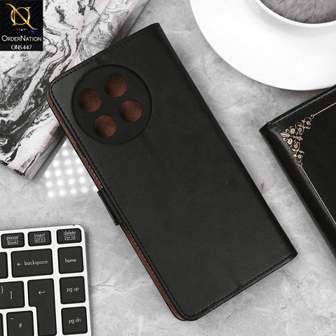 Tecno Spark 30 Pro Cover - Black - Premium Leather Megantic Flip Book Covers With Card Holding Option