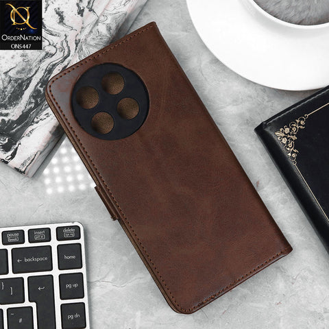 Tecno Spark 30 Pro Cover - Dark Brown - Premium Leather Megantic Flip Book Covers With Card Holding Option