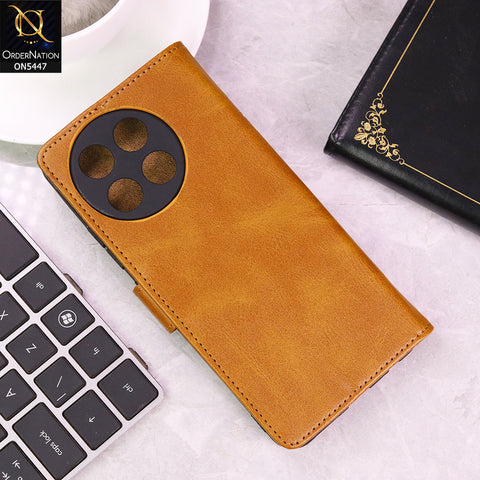 Tecno Spark 30 Pro Cover - Light Brown - Premium Leather Megantic Flip Book Covers With Card Holding Option