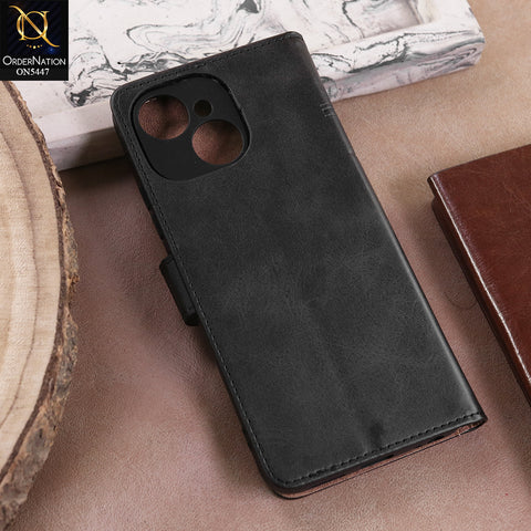 Tecno Spark 40C  - Black -  Premium Leather Megantic Flip Book Covers With Card Holding Option